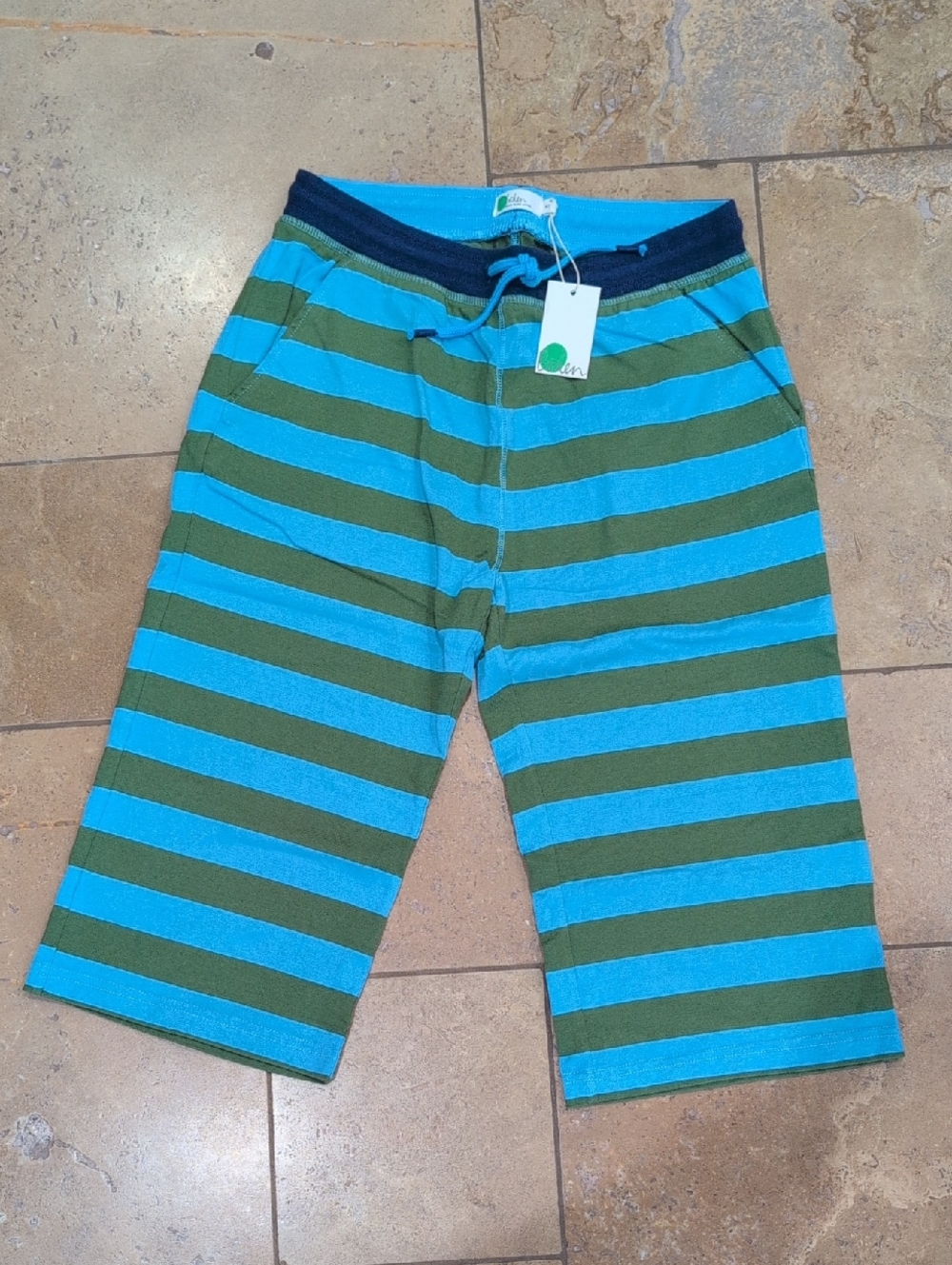 Mini Boden boy's shorts. Blue and green stripes. Size 16Y. - Picture 2 of 4